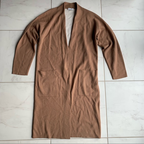 Aritzia Babaton Lance Cardigan caramel tan long open sweater - Picture 4 of 10